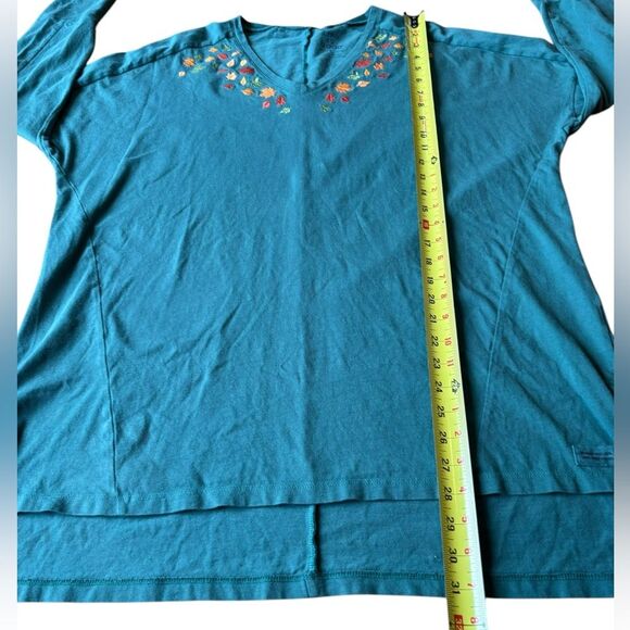 Life is Good Relaxed Fit Tunic Leaf Embroidered Long Sleeve Womens Large Green - Picture 11 of 11
